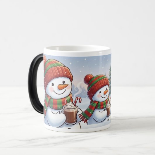 Cute Christmas Snowman Coffee Mug Winter HolidaMug Magische Mok (Voorkant links)