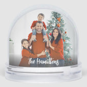 Cute Christmas snowman Family Photo Sneeuwbol (Achterkant)