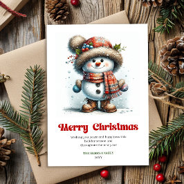 Cute Christmas snowman kids watercolor card DL Feestdagenkaart
