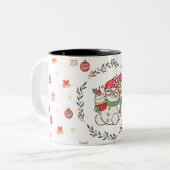 Cute Christmas Snowman Mug with Wreath Tweekleurige Koffiemok (Voorkant links)