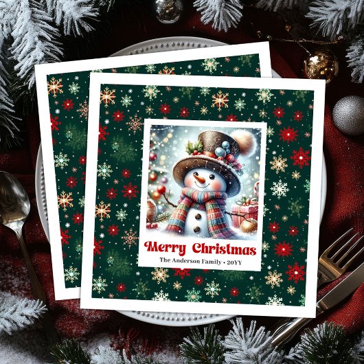 Cute Christmas Snowman Napkins Personalized Kids Servet