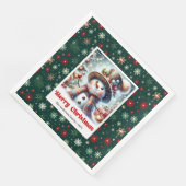 Cute Christmas Snowman Napkins Personalized Kids Servet (Hoek)