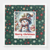 Cute Christmas Snowman Napkins Personalized Kids Servet (Voorkant)