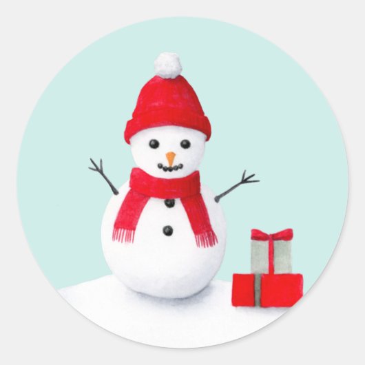 Cute christmas snowman pastel watercolor sticker (Voorkant)