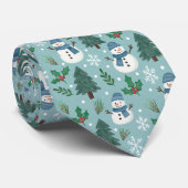 Cute Christmas Snowmen Pattern Neck Tie Stropdas (Opgerold)