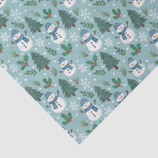 Cute Christmas Snowmen Pattern Tissue Paper Tissuepapier (Detail)