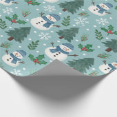 Cute Christmas Snowmen Pattern Wrapping Paper Roll Cadeaupapier (Hoek)