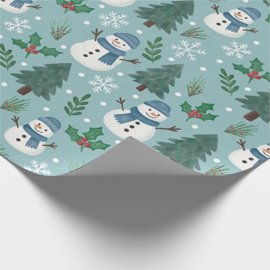 Cute Christmas Snowmen Pattern Wrapping Paper Roll Cadeaupapier (Hoek)