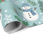 Cute Christmas Snowmen Pattern Wrapping Paper Roll Cadeaupapier (Rol Hoek)