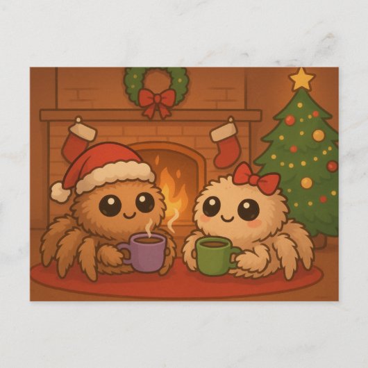 Cute Christmas Spider Feestdagenkaart (Voorkant)