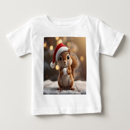 Cute Christmas Squirrel Baby Jersey Tee (Voorkant)