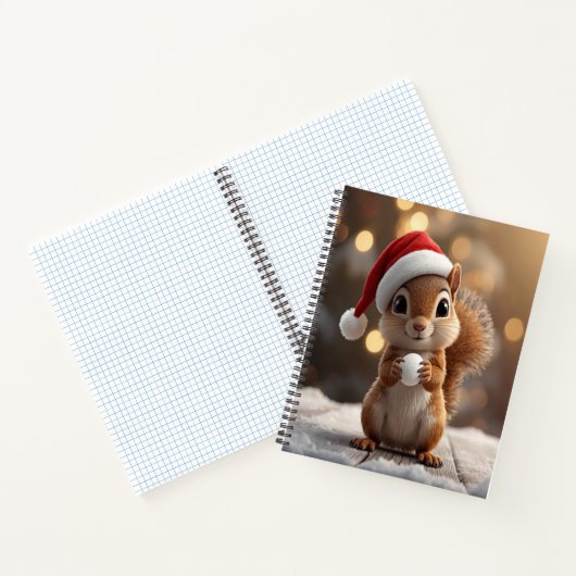 Cute Christmas Squirrel Deluxe Spiral Notebook Notitieboek (Binnen)