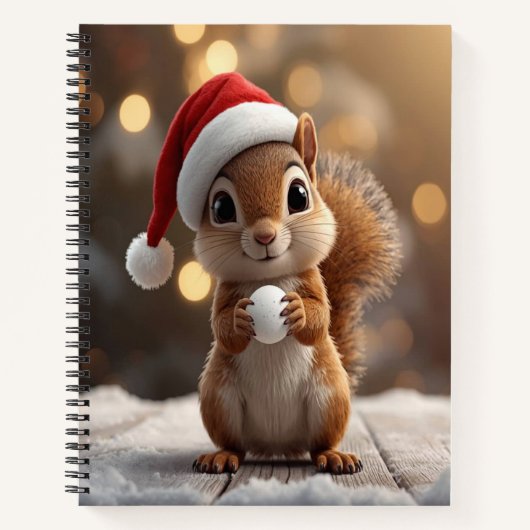 Cute Christmas Squirrel Deluxe Spiral Notebook Notitieboek (Voorkant)