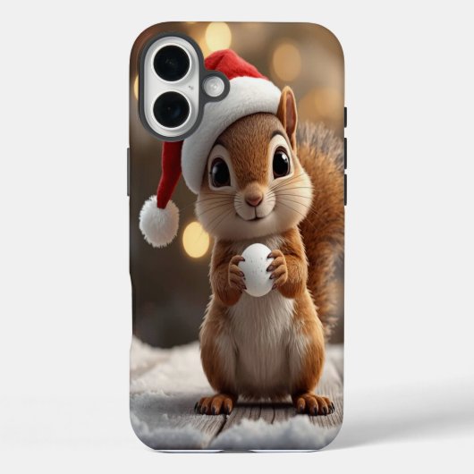 Cute Christmas Squirrel iPhone 16 Plus Case (Achterkant)