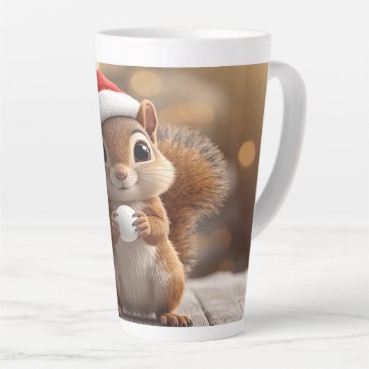 Cute Christmas Squirrel Latte Mug Latte Mok (Rechterhoek)