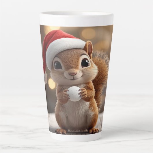 Cute Christmas Squirrel Latte Mug Latte Mok (Voorkant)