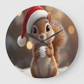 Cute Christmas Squirrel Wall Clock Grote Klok