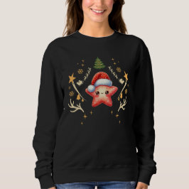 Cute Christmas Starfish Wearing Santa Hat Xmas Trui