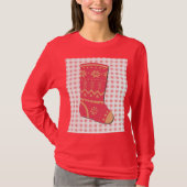 Cute Christmas Stocking Holiday Art on T-Shirt (Voorkant)