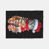 Cute Christmas Tabby Cat In Lights Santa Hat For K Fleece Deken (Voorkant (Horizontaal))
