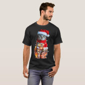 Cute Christmas Tabby Cat In Lights Santa Hat For K T-shirt (Voorkant volledig)