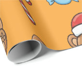 Cute Christmas Teddy Bear and Toy Train Cadeaupapier (Rol Hoek)