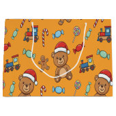 Cute Christmas Teddy Bear and Toy Train Groot Cadeauzakje (Voorkant)