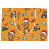 Cute Christmas Teddy Bear and Toy Train Groot Cadeauzakje (Achterkant)