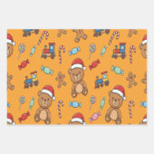 Cute Christmas Teddy Bear and Toy Train Inpakpapier Vel (Voorkant)