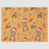 Cute Christmas Teddy Bear and Toy Train Tissuepapier (Voorkant)