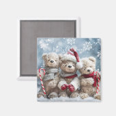 Cute Christmas Teddy Bear Magnet (Voorkant / Achterkant)
