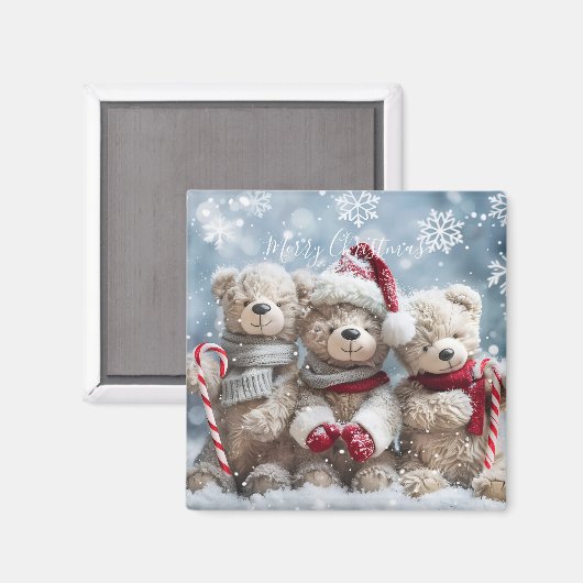 Cute Christmas Teddy Bear Magnet (Voorkant / Achterkant)