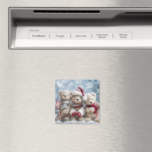 Cute Christmas Teddy Bear Magnet (Insitu (Vaatwasser))