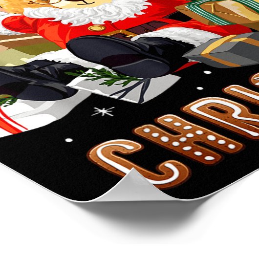 Cute Christmas Teddy Bear Santa Claus  Poster (Hoek)