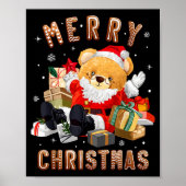 Cute Christmas Teddy Bear Santa Claus  Poster (Voorkant)