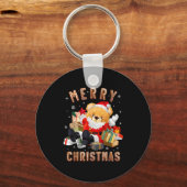 Cute Christmas Teddy Bear Santa Claus  Sleutelhanger (Voorkant)