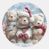 Cute Christmas Teddy Bear Sticker (Voorkant)