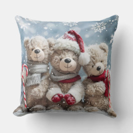 Cute Christmas Teddy Bear Throw Pillow Kussen