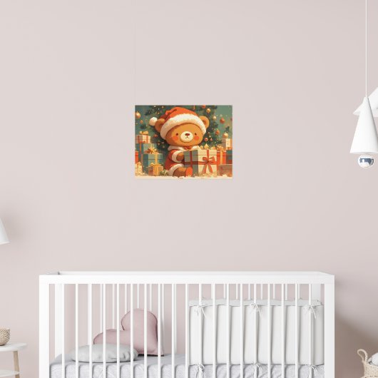 Cute Christmas Teddy Bear with Gifts Poster (Kinderkamer 2)