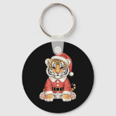 Cute Christmas Tiger Santa Safari Animal  Sleutelhanger (Voorkant)
