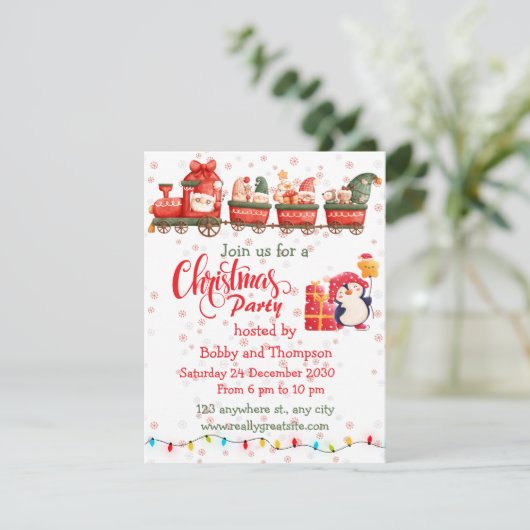 Cute Christmas Toy Train Photo Holiday Card Feestdagenkaart (Staand voorkant)