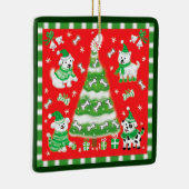 Cute Christmas Tree and Puppy Dogs with Bones Keramisch Ornament (Rechts)