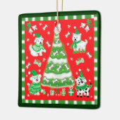 Cute Christmas Tree and Puppy Dogs with Bones Keramisch Ornament (Links)