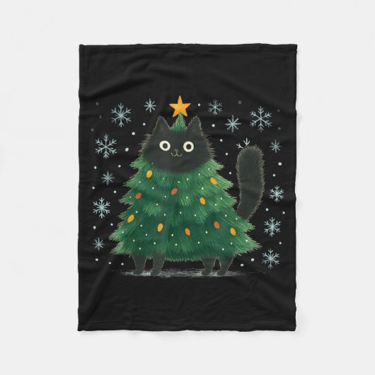 Cute Christmas Tree Cat Funny Holiday Snowflake  Fleece Deken (Voorkant)