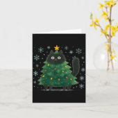 Cute Christmas Tree Cat Funny Holiday Snowflake  Kaart (Gele Bloem)