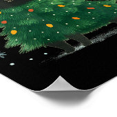 Cute Christmas Tree Cat Funny Holiday Snowflake Poster (Hoek)