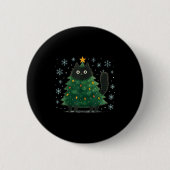 Cute Christmas Tree Cat Funny Holiday Snowflake Ronde Button 5,7 Cm (Voorkant)