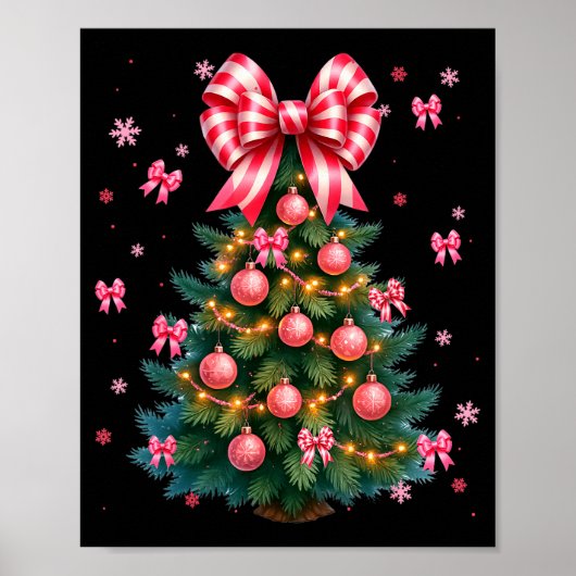 Cute Christmas Tree Coquette Nk Tree Light Xmas Wo Poster (Voorkant)