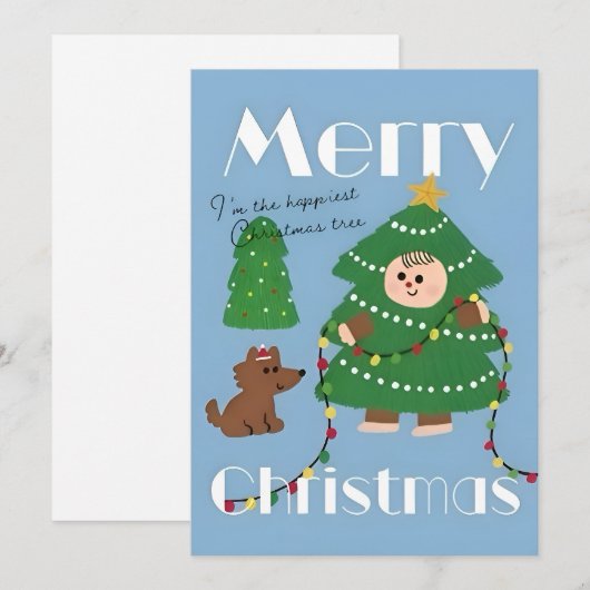 Cute Christmas Tree Illustration Feestdagenkaart (Voorkant / Achterkant)