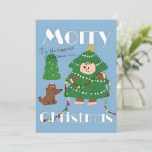 Cute Christmas Tree Illustration Feestdagenkaart (Staand voorkant)